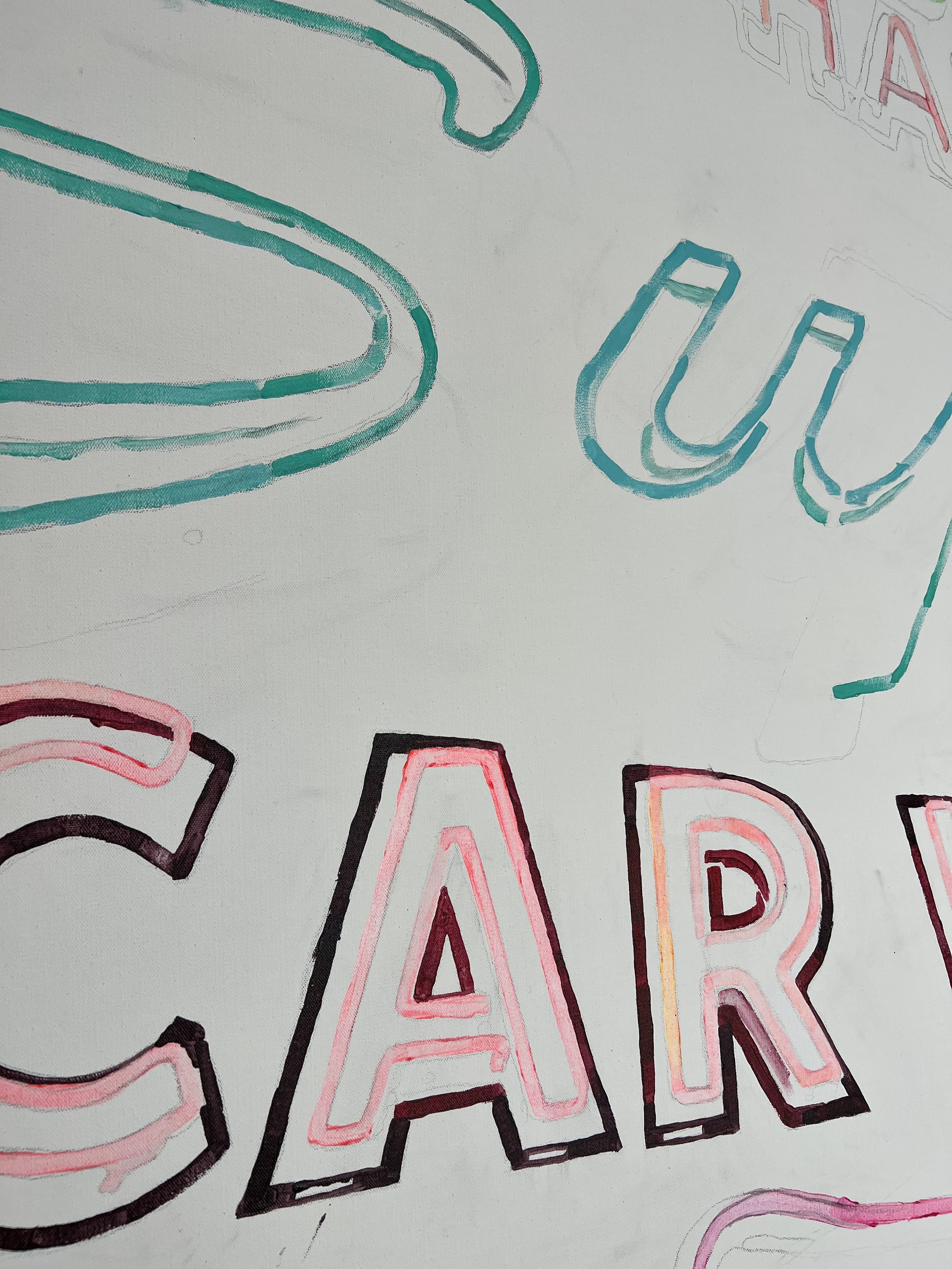 Close detail of the CAR WASH chalked typography.